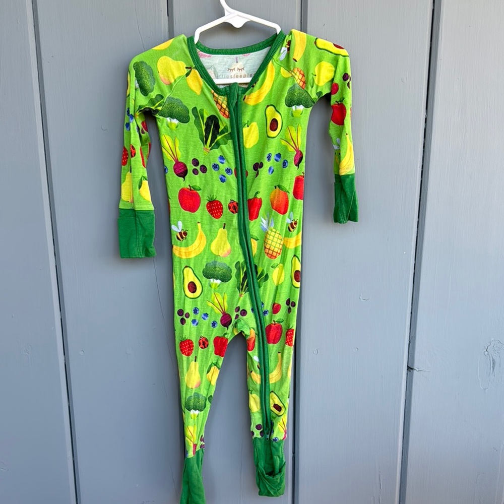 Green Fruit Print Kids One Piece
